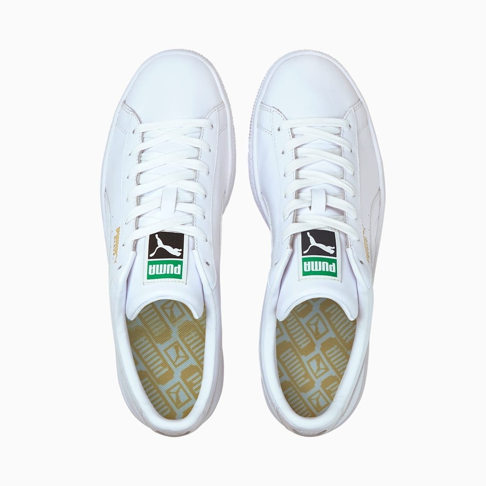 Puma Basket Classic LFS Mens White Black Leather Sneakers 354367 22 Size 10